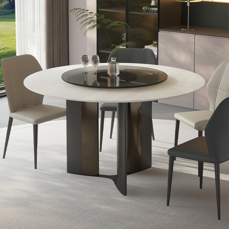 萨尼莱意式极简微晶石圆形餐桌