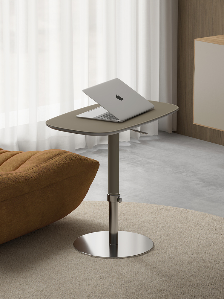 意式极简升降边几可移动沙发小茶几客厅家用轻奢高级感马鞍皮角几