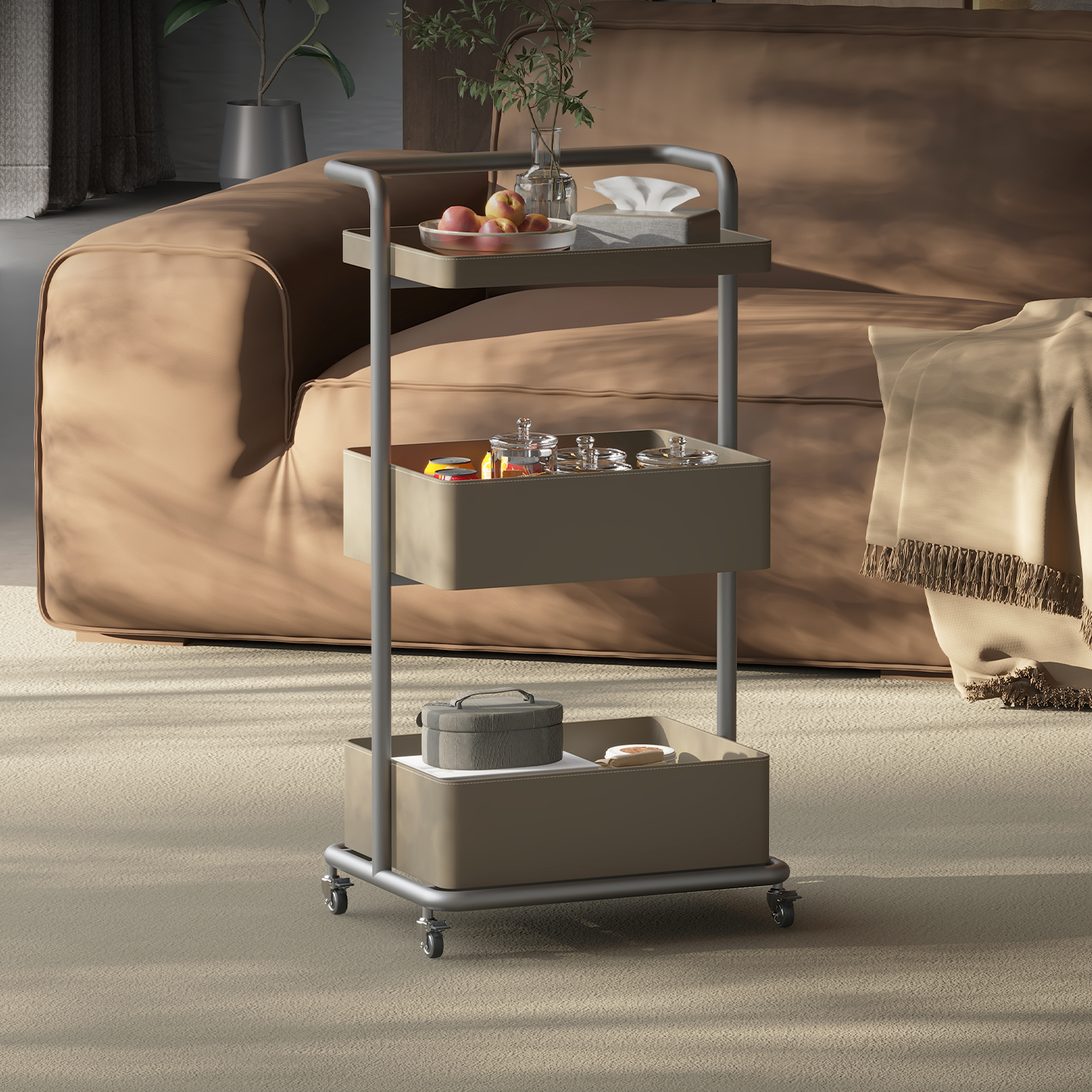 意式轻奢三层移动置物架