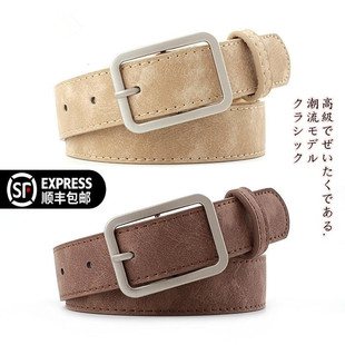 饰学生潮流年轻人 腰带棕色装 日本进口新款 休闲男女简约百搭皮带裤