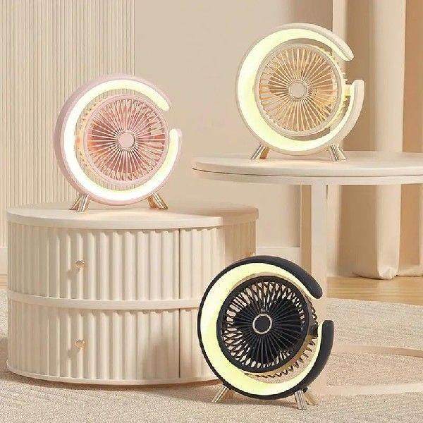 Rotatable Desk Desktop Outdoor Table Cooling Fan With LED