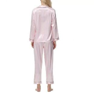 Pants Suits Luxurious Lapel Satin Shirts Silk Pajama Stripe