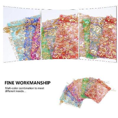100 Pcs Clear Mesh Gift Bags Drawstring Pouch Small Size
