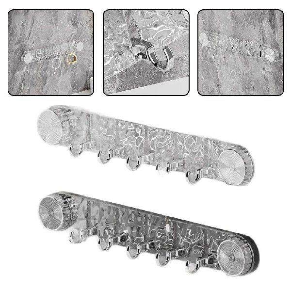 1pc Suction Cup 5 Hook For Bathroom Towel Rack Plastic