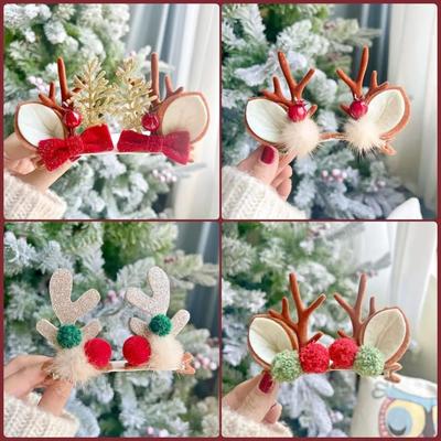 Christmas Antler Hair Clips Pendants Xmas Ornaments Merry