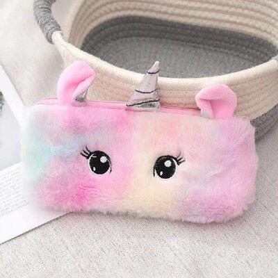 Large Capacity Cute Plush Pencil Case Kawaii Pen Box School
