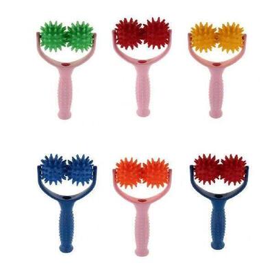 Handheld Spiky Massage Ball With 2 Rollers Balls Point