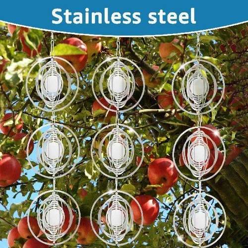 2Pcs Bird Deterrents Circular 3D Metal Wind Chimes Weather