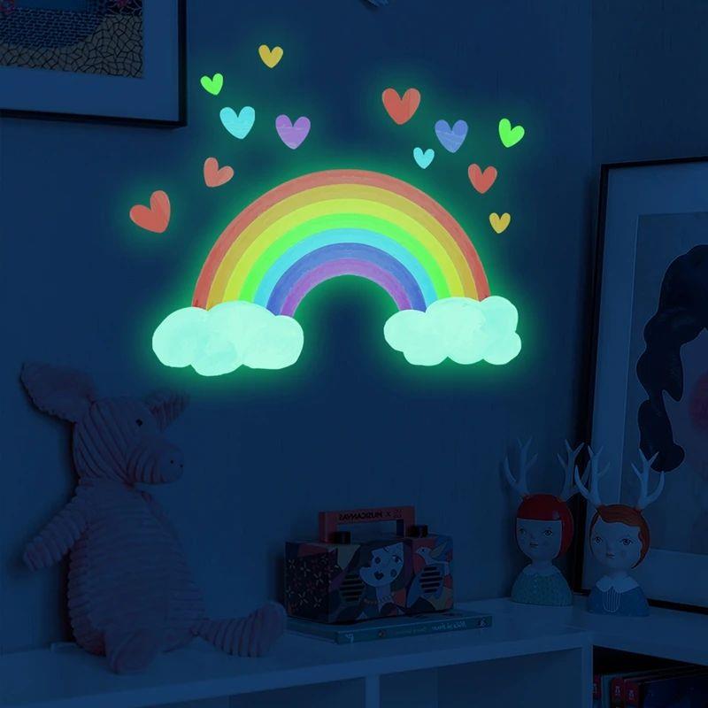Cartoon Rainbow Luminous Wall Stickers Glow In The Dark Clou