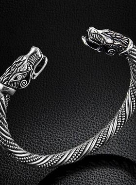 Fashion Viking Double Wolf Arm Ring Norse Torc Nordic Bracel