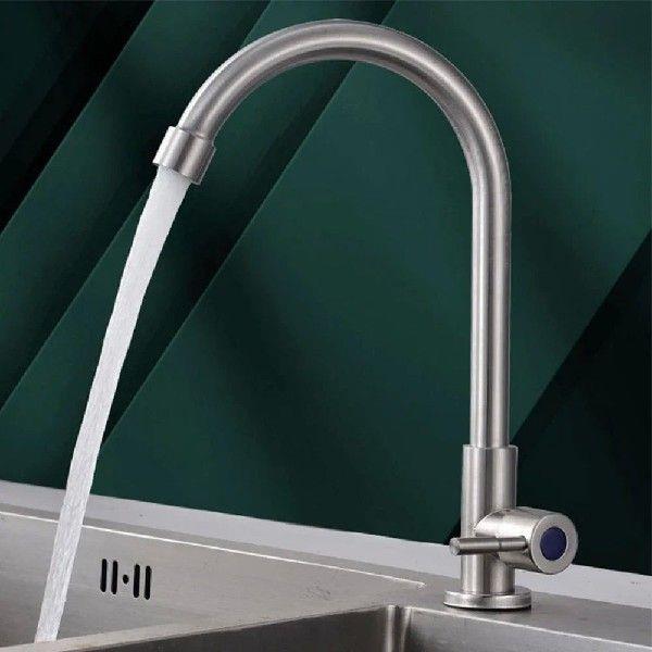 Kitchen Faucets Stainless Steel Single Cold Taps Swivel