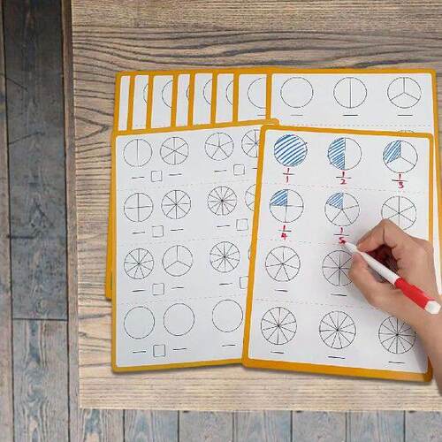 10 Sheets Classroom Supplies Teaching Aids Fraction Dry