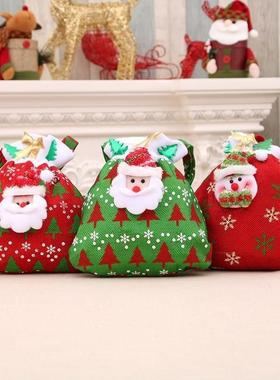 Christmas Gift Bags Set Plush Apple Santa Sack Stocking