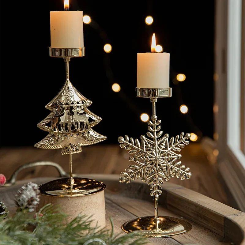 Christmas Golden Wrought Iron Candlestick Star Elk Christmas