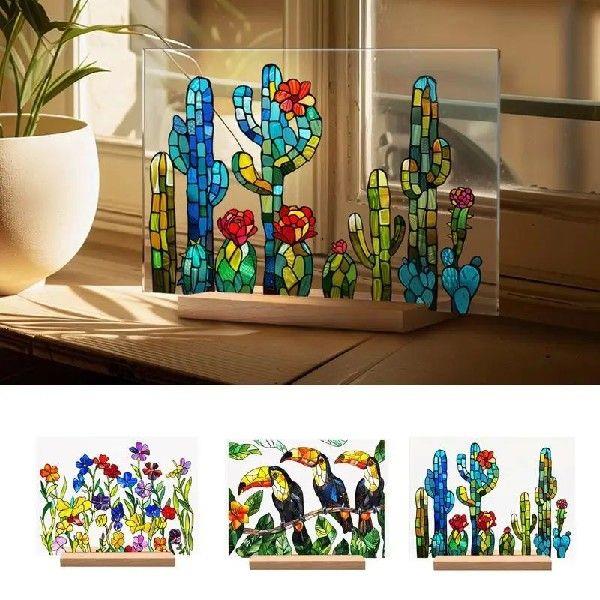 Wall Art Prints Glass Acrylic Decor With Birds Daisies And