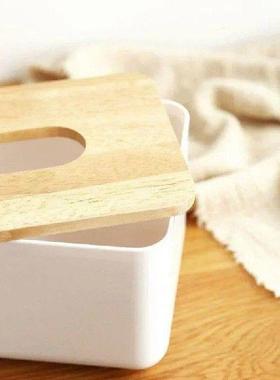 Plastic Tissue Box Modern Wooden Cover Paper with Oak Home