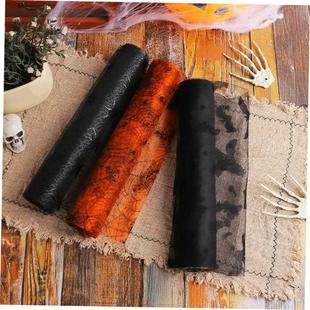 web yarn placemat Halloween table spider tablecloth flag bat