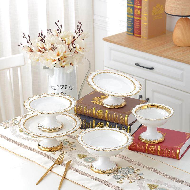 Phnom Penh Ceramic Dining Plate High Foot Fruit Dessert Set