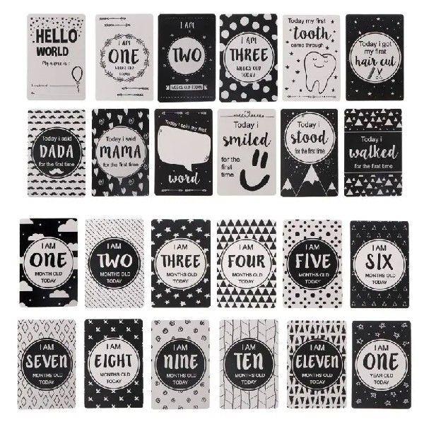 Durable Newborn Baby Age Card Cards 0-12 Months the First