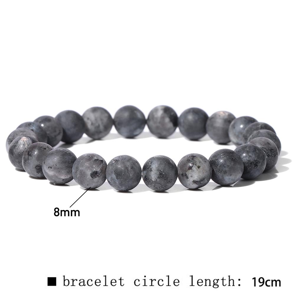 8mm Black White Natural Stone Bracelet Handmade Matte Opal