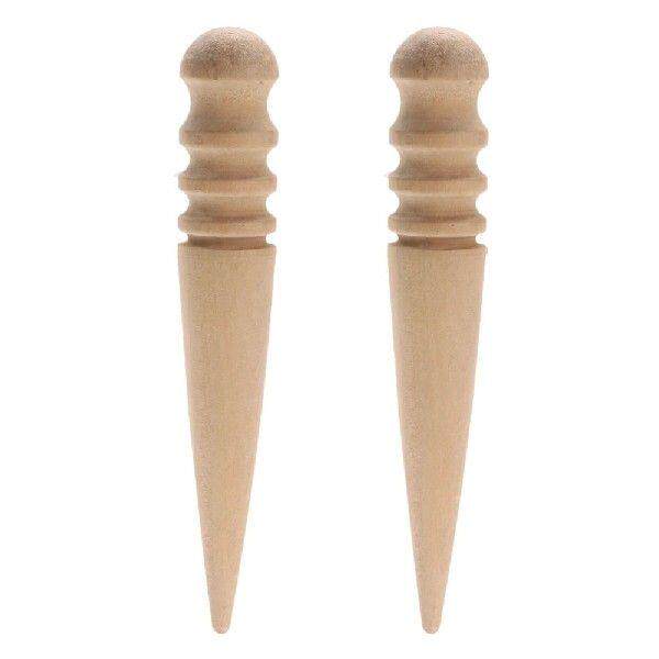2pcs Leather Edge Slicker Round Wooden Smooth Grooves