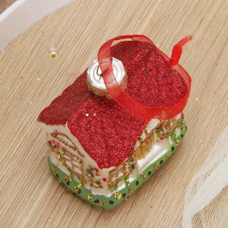 Christmas House Tree Hanging Ornaments Glass Decorations for