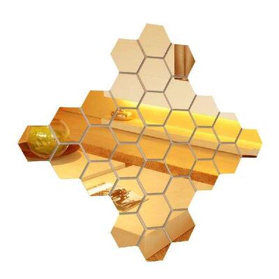 24Pcs Acrylic Hexagon Mirror Stickers Self Adhesive