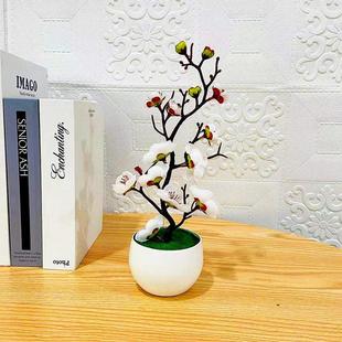 Plum Blossoms Artificial Bonsai Fake Flowers Plant Flow Silk