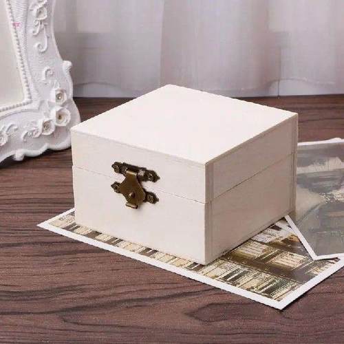Wooden Square Jewelry Storage Box Wood Base Crafts for Case