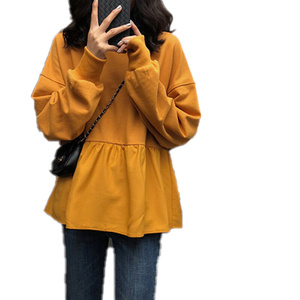 2023秋季新款韩版女装宽松显瘦学生休闲上衣纯色长袖T恤卫衣女潮