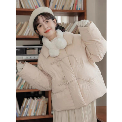 新中式盘扣小个子羽绒棉服女冬季2024新款国风短款时尚宽松外套