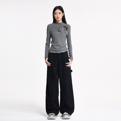 美式复古阔腿伐木工装裤男女宽松直筒设计感潮流休闲裤