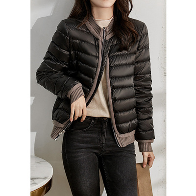 高端95白鹅绒棒球服羽绒服女装短款平湖冬季女款小众鹅绒服面包