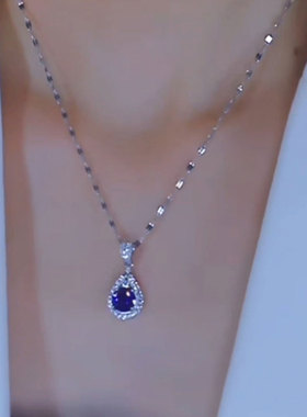 紫色锆石水滴项链女2025年新款时尚百搭轻奢网红气质锁骨链颈链潮