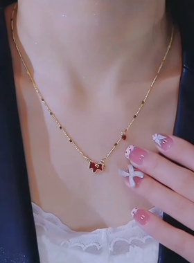 新年红色小马爱心项链复古时尚气质轻奢小众马年本命年锁骨链饰品