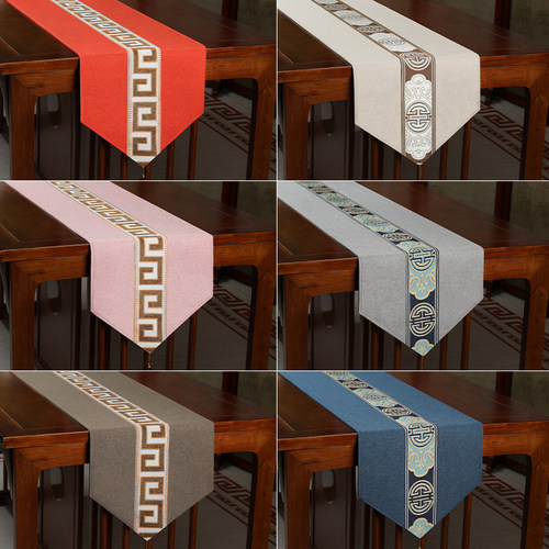 新中式桌旗禅意防水茶席茶台布艺轻奢棉麻高端茶几桌布茶桌垫长条