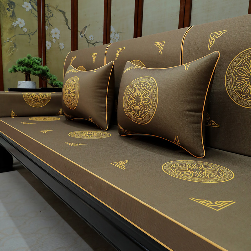 新中式红木沙发坐垫定制实木家具海绵垫加硬乳胶椰棕垫防滑沙发垫