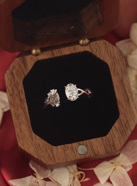 艺升缘珠宝银杏叶戒指定制S925银一克拉莫桑石女士钻戒原创设计