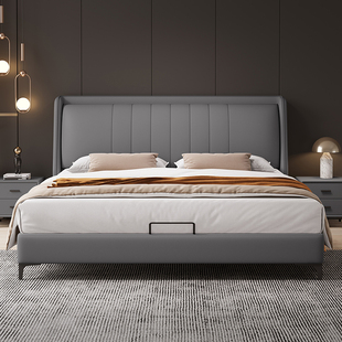 CBD官方轻奢免洗科技布床现代简约1.8m小户型卧布艺双人床气压储