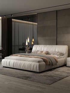 CBD官方意式科技布艺床baxter豆腐块布床侘寂风主卧软包大床网红