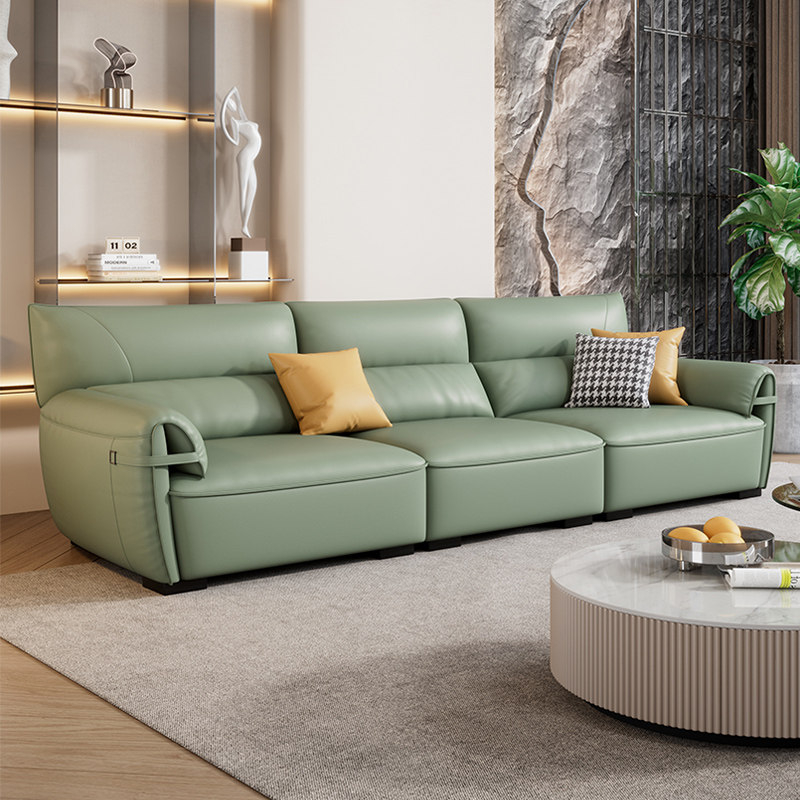 双虎家私官方意式全真皮沙发头层牛皮三人位大小户型现代简约法式