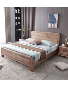 源氏木语白蜡木2.0米实木床简约现代1.8米气压高箱储物婚床卧室1.