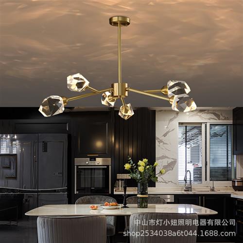 2021新款全铜LED水晶吊灯客厅灯餐厅灯书房灯