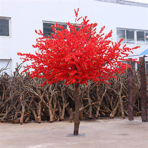 仿真腊梅花树新年舞台装饰布景许愿树落地花艺红梅假树红梅盆景