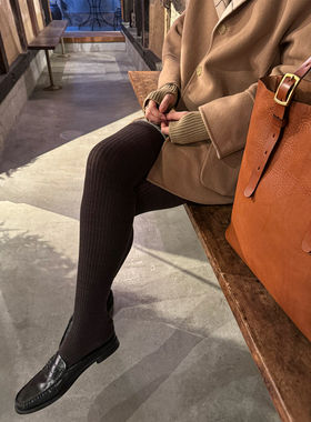 彼福女 罗纹裤袜 连裤袜打底裤 纯色无骨 秋冬保暖灰色美腿 beeff