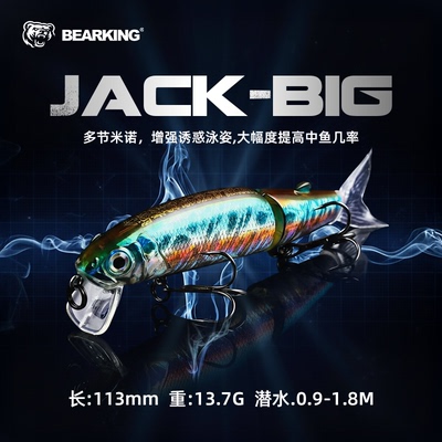 熊王Jackbig多节鱼113mm13.7g路亚饵带舌板假饵硬饵声波诱鱼