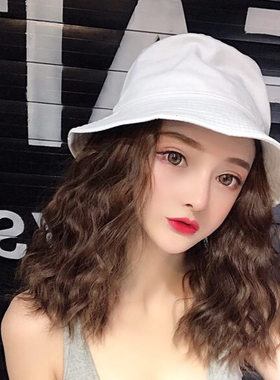 假发一体渔夫帽女夏卷发