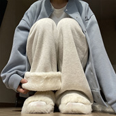 子加厚保暖棉裤 羊羔绒运动裤 秋冬季 加绒直筒阔腿卫裤 女裤 2026新款