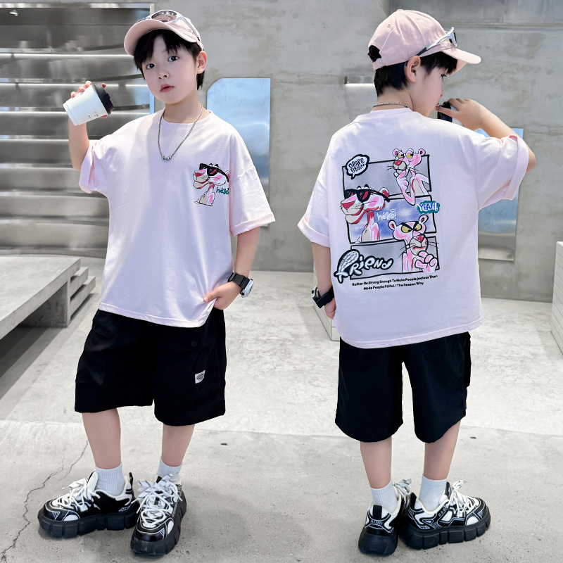 2025夏季新款儿童时尚卡通T恤短裤套装男女童百搭休闲潮款