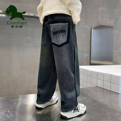 男童阔腿牛仔裤后口袋春秋百搭